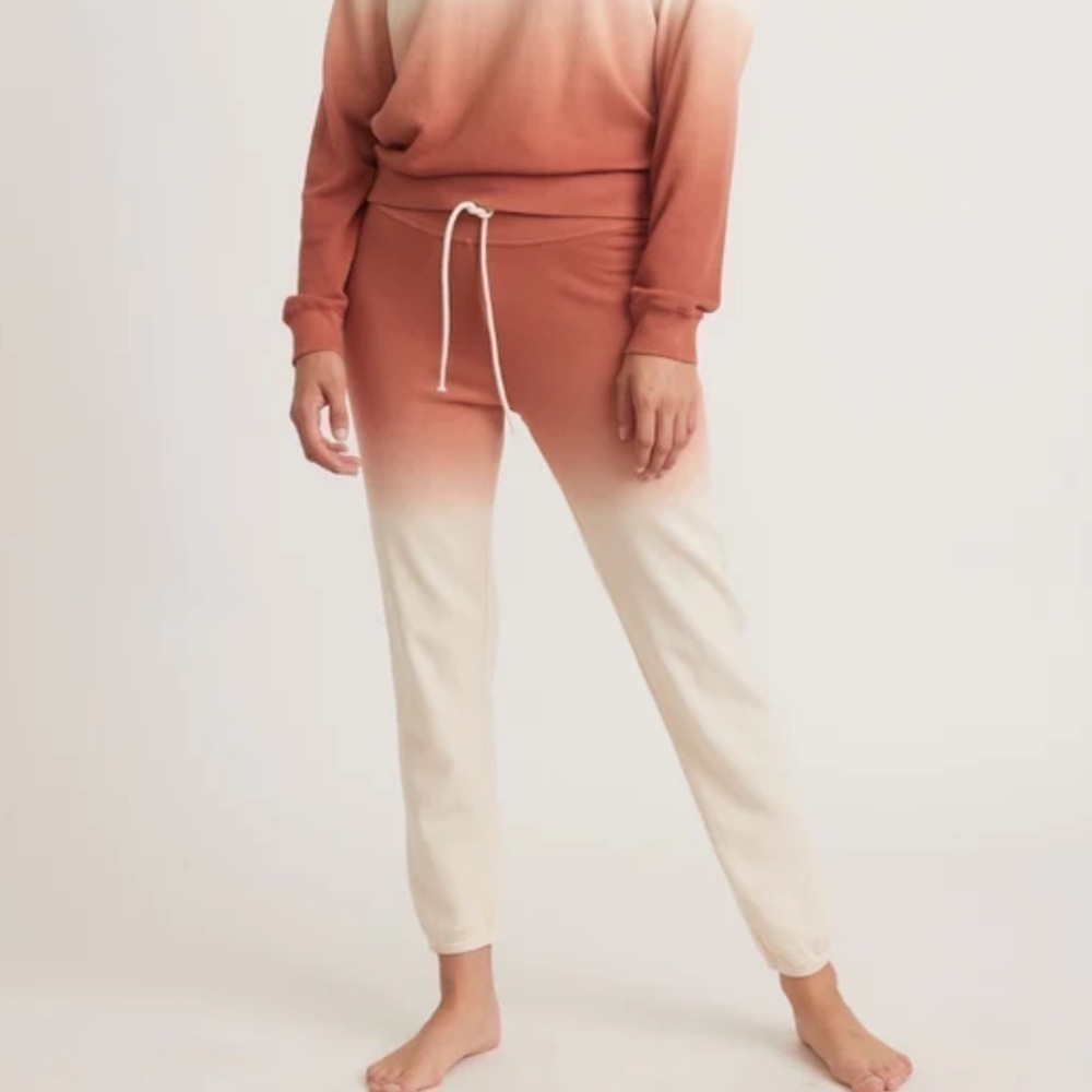 Marine Layer Blake Vintage Terry Jogger In Amber Brown Dip Dye SZ XS